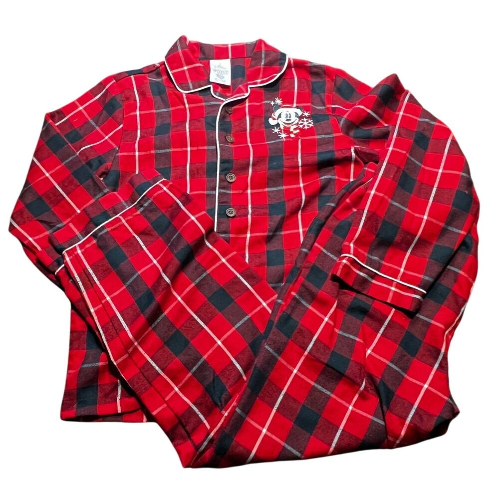 Disney Mickey Mouse Holiday red Plaid Pajama Set Size 9/10